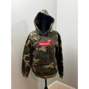 Supreme Box Logo Camo Hoodie Red Patch Pullover | Size M